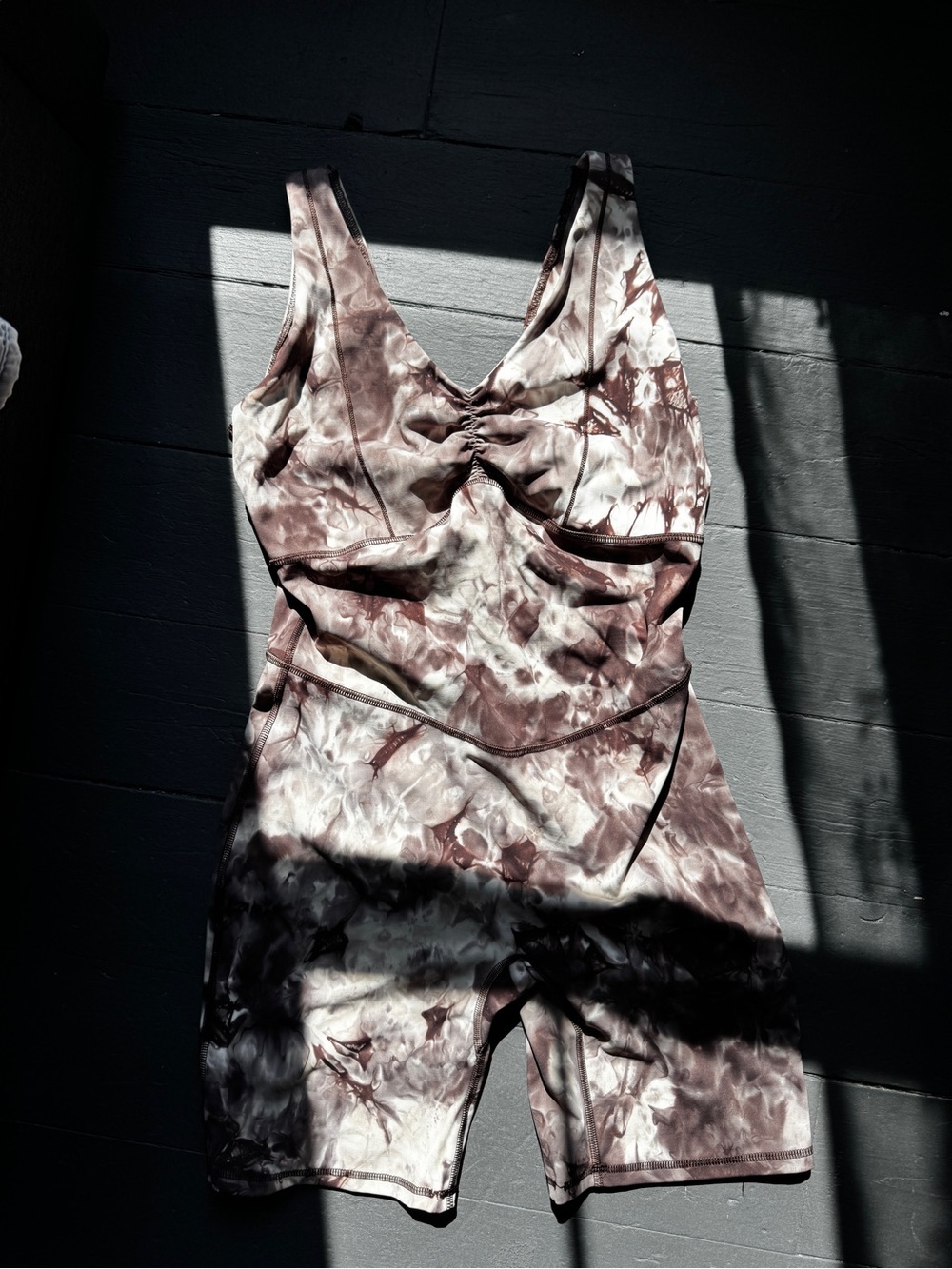 Gymshark Brown and Cream Tie-Dye Sleeveless Jumpsuit Romper